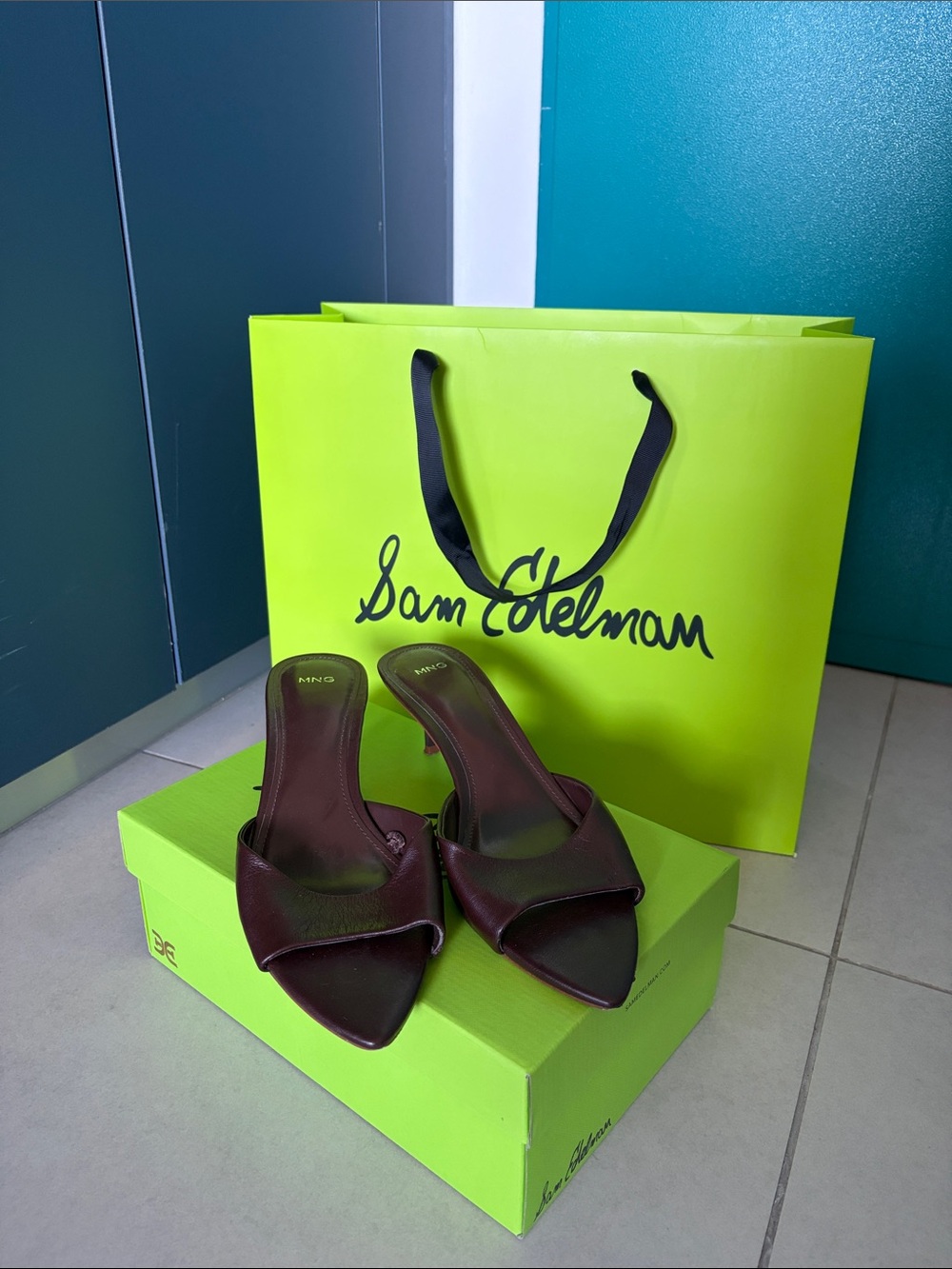 Sam Edelman Burgundy Pointed Open-Toe Slide Mules